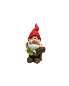 Dameco Dekofigur Gartenzwerg mit Schild, 18 x 23 x 41 cm