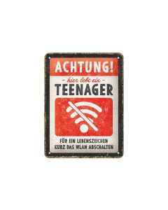 Nostalgic Art Schild Achtung Teenager WLAN 15 x 20 cm, Metall
