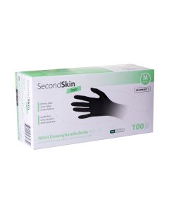 SecondSkin Einweghandschuh Nitril M, Schwarz, 100 Stück