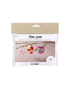 Creativ Company Bastelset Mini Pom-Poms Eier 1 Stück, Mehrfarbig