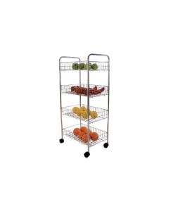MSV Küchenwagen mit 4 Ablagen 41 x 26 x 83 cm, Chrom glanz