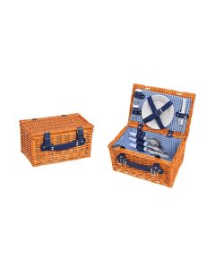 G. Wurm Picknickkorb 12-teilig, Blau/Braun