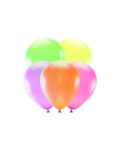Partydeco Luftballon Uni Neon 5 Stück, Mehrfarbig, Ø 25 cm
