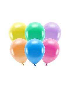 Partydeco Luftballon Uni Eco Metallic 10 Stück, Mehrfarbig