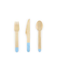Partydeco Einweg-Besteckset Holz 1 Stück Blau