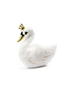 Partydeco Kissen Lovely Swan 34 x 35 cm, Crème/Gold