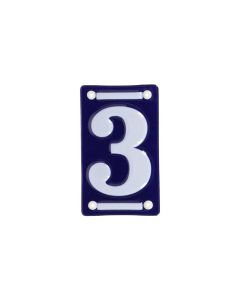 Esschert Design Hausnummer 3 7 cm, Blau/Weiss