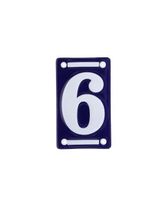Esschert Design Hausnummer 6 7 cm, Blau/Weiss