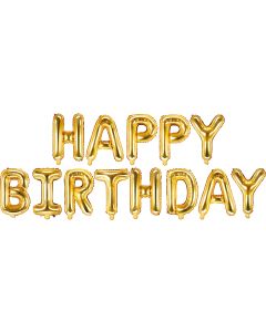 Partydeco Folienballon Happy Birthday 340 x 35 cm, Gold