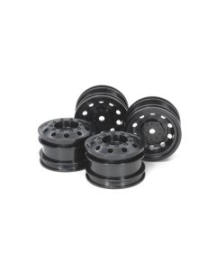 Tamiya Felgen Racing Truck Set, Vorne & Hinten, Schwarz, 1:14