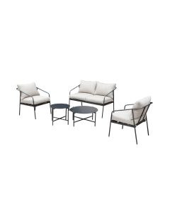 COCON Loungeset Origlio, Beige/Schwarz, 4 Sitzplätze