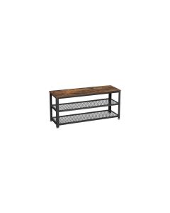 VASAGLE Schuhregal 100 cm x 30 cm, Braun/Schwarz