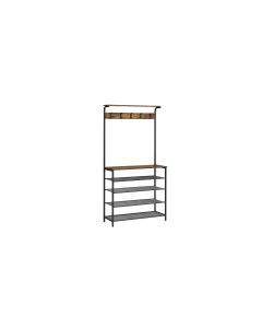 VASAGLE Garderobe 80 cm x 183.5 cm, Braun/Schwarz