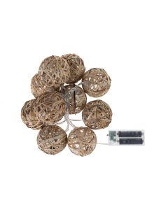 COCON Lichterkette Stroh-Rattan, 175 cm