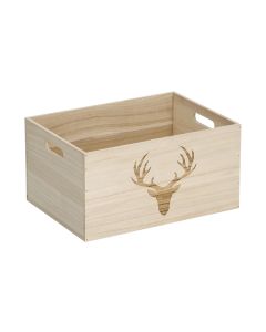 Zeller Present Aufbewahrungskiste mit Hirsch 35 x 25 x 18 cm, Nature