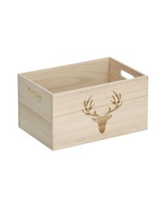 Zeller Present Aufbewahrungskiste mit Hirsch 30 x 20 x 16 cm, Nature