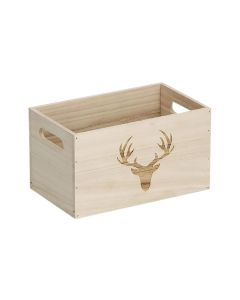 Zeller Present Aufbewahrungskiste mit Hirsch 25 x 15 x 14 cm, Nature