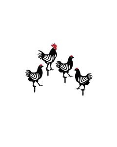 Wallxpert Gartenstecker Huhn 33 cm, 4er Set, Schwarz