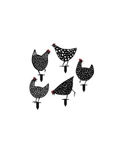 Wallxpert Gartenstecker Huhn 30 cm, 5er Set, Schwarz