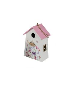 CHALET Aufsteller Willkommen S 12 x 8 x 17.5 cm, Pink/Weiss