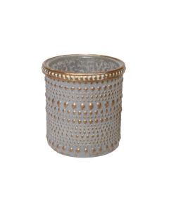 CHALET Windlicht Lingan 10 cm, Glas, Weiss