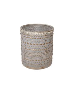 CHALET Windlicht Lingan 12 cm, Glas, Weiss