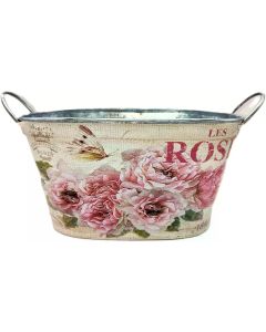 CHALET Zinktopf 20.5 x 13 x 11 cm, Rosa/Hellbeige