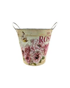 CHALET Zinktopf 23 x 20 cm, Rosa/Beige