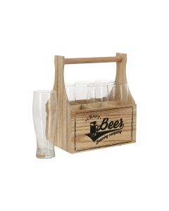 FURBER Bierglas Halter mit 6 Gläser 400 ml, 1 Stück, Transparent