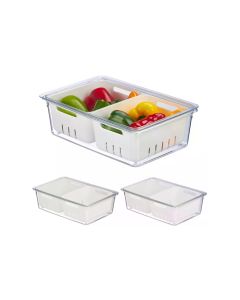 relaxdays Kühlschrankorganizer 800 g, 3 Stück, Transparent/Weiss