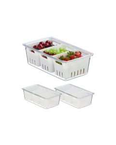 relaxdays Kühlschrankorganizer 600 g, 3 Stück, Transparent/Weiss