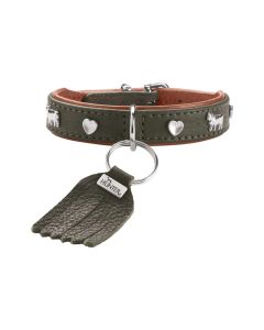 Hunter Halsband München Mini 30/XS, Rindsleder, Grün/Cognac
