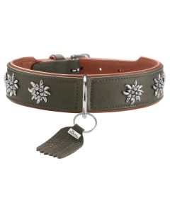 Hunter Halsband München 50/S-M, Rindsleder, Grün/Cognac