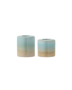 Bloomingville Windlicht Safie 2er-Set, 4.5 cm/5.5 cm, Steingut, Grün