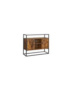 VASAGLE Sideboard mit Glasoberfläche 100 x 35 x 80 cm, Braun/Schwarz