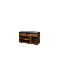 VASAGLE Sitztruhe mit 3 Fächern 80 x 44 x 30 cm, Braun