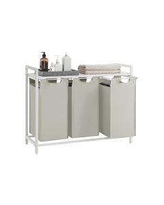 VASAGLE Wäschekorb  mit Ablage 3 x 38 l, Weiss
