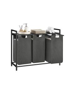 VASAGLE Wäschekorb  mit Ablage 3 x 38 l, Schwarz