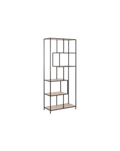 AC Design Regal Seaford 77 x 35 x 185 cm, Eiche/Schwarz
