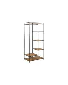 AC Design Garderobe Seaford 77 x 45 x 165 cm, Eiche/Schwarz