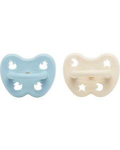 HEVEA Nuggi Round 2 Stk. Baby Blue/Milky White 0+ Monate