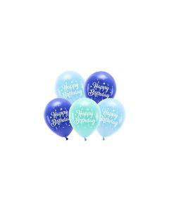 Partydeco Luftballon Happy Birthday Ø 26 cm, 5 Stück, Blau