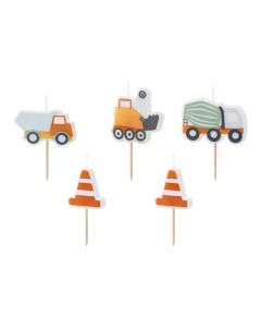 Partydeco Kerze Baufahrzeuge 3-4.5 cm, Mehrfarbig