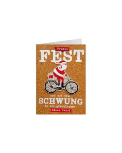 Sheepworld Weihnachtskarte Kork Fahrrad 11 x 16 cm