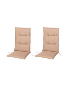 COCON Stuhlauflage Hochlehner Outdoor 118 x 50 cm, Beige, 2er-Set