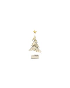 Dameco Weihnachtsfigur Christbaum 12 x 30 x 59 cm, Gold/Weiss