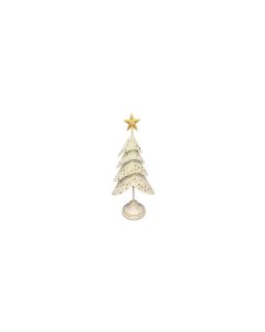 Dameco Weihnachtsfigur Christbaum 15 x 26 x 59 cm, Gold/Weiss