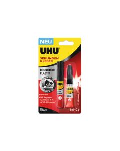 UHU Sekundenkleber blitzschnell Plastik 2 g + 3 ml