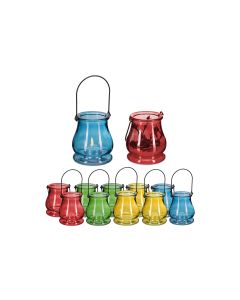 relaxdays Windlicht Summer 9.5 cm, Glas und Metall, 12 Stück