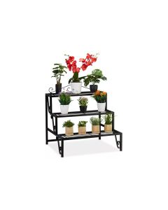 relaxdays Blumentreppe 69 cm, Schwarz